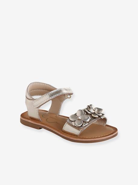 Occasion Wear Leather Sandals for Children, Designed for Autonomy gold - vertbaudet enfant 