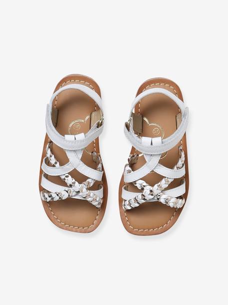 Leather Sandals with Hook-&-Loop Fastening for Toddlers set blue+white - vertbaudet enfant 