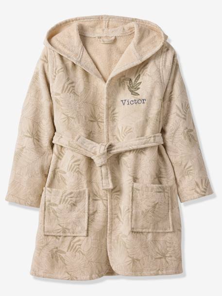 Bathrobe with Recycled Cotton for Children, Green Jungle printed green - vertbaudet enfant 