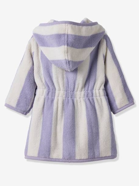 Peignoir de bain Bébé rayures TRANSAT capsule famille personnalisable, avec coton recyclé rayé jaune+rayé vert+rayé violet - vertbaudet enfant 