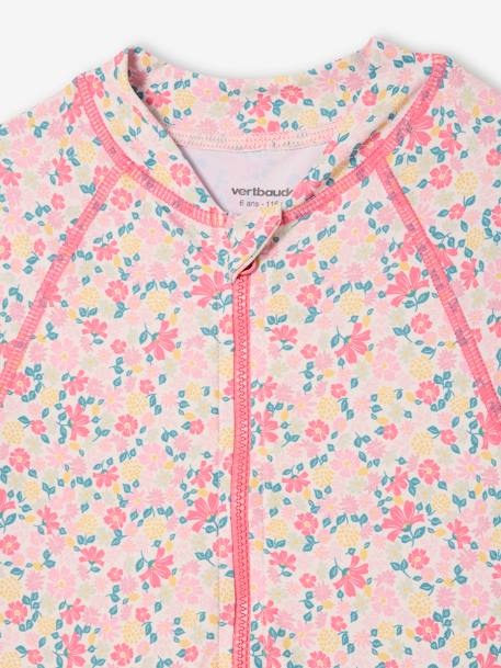 Long-Sleeved Swimsuit for Girls printed pink - vertbaudet enfant 