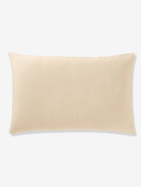 Parure bébé housse de couette + taie d'oreiller unie en gaze de coton Bio* ocre+vanille+vert sauge - vertbaudet enfant 