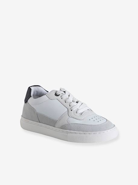 Baskets enfant garçon cuir lacets élastiqués et zippées lot blanc - vertbaudet enfant 