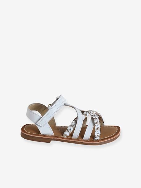 Leather Sandals with Hook-&-Loop Fastening for Toddlers set blue+white - vertbaudet enfant 
