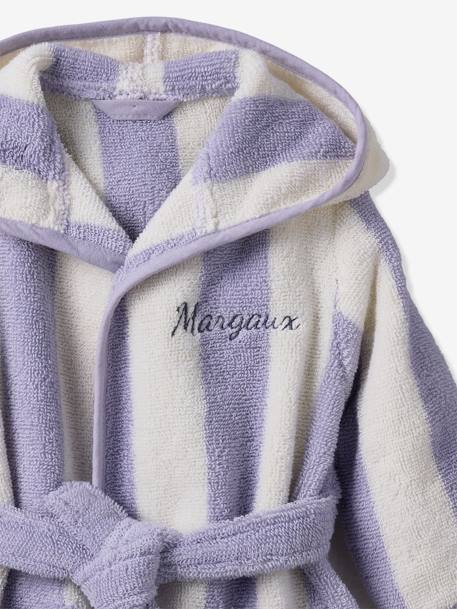 Peignoir de bain Bébé rayures TRANSAT capsule famille personnalisable, avec coton recyclé rayé jaune+rayé vert+rayé violet - vertbaudet enfant 