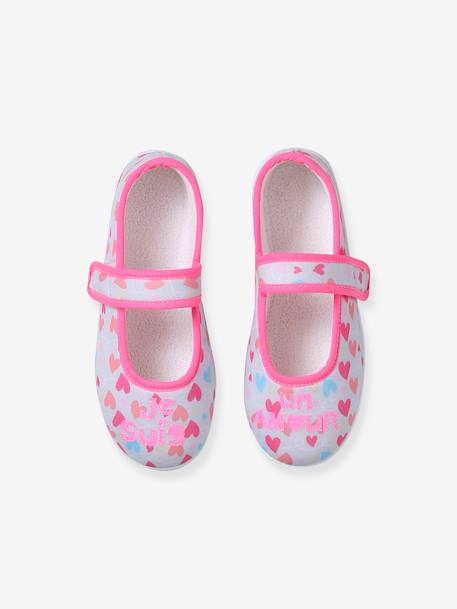 Hook-&-Loop Ballerina Slippers for Children rose - vertbaudet enfant 