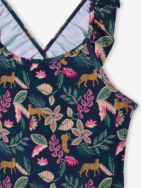 Printed One-Piece Swimsuit for Girls, Family Capsule Collection ink blue - vertbaudet enfant 