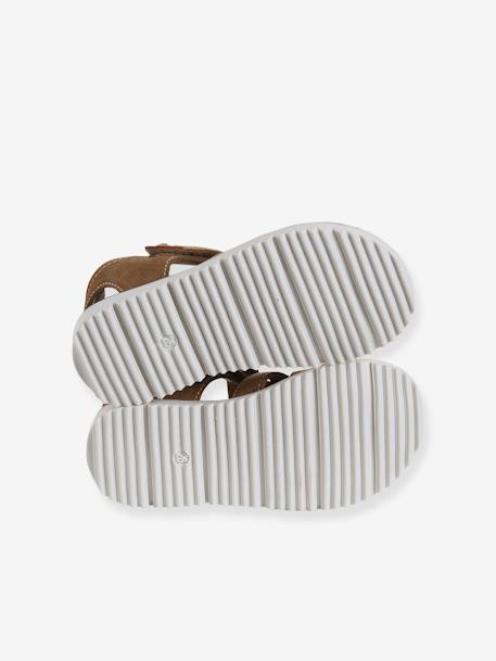 Leather Hook-&-Loop Sandals for Children, Designed for Autonomy camel - vertbaudet enfant 