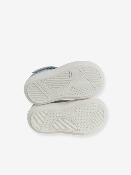 Leather Sandals with Hook-&-Loop Fastening for Babies, Designed for First Steps sage green - vertbaudet enfant 