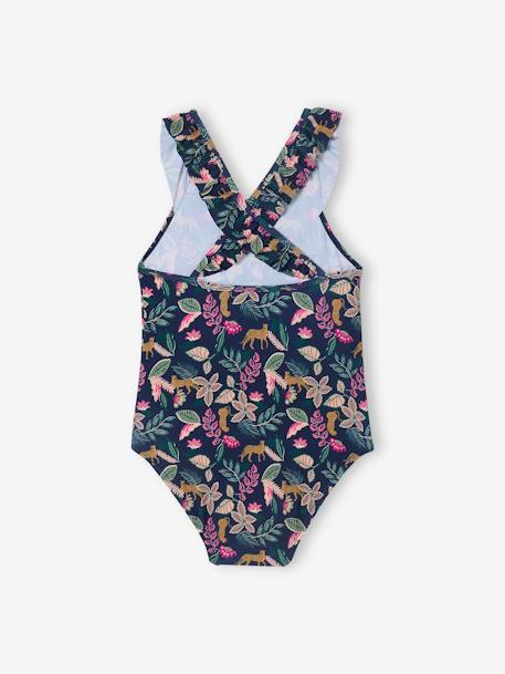 Printed One-Piece Swimsuit for Girls, Family Capsule Collection ink blue - vertbaudet enfant 