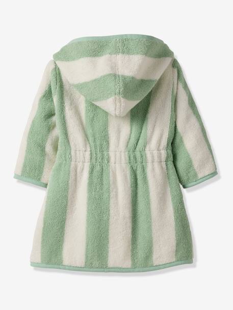 Peignoir de bain Bébé rayures TRANSAT capsule famille personnalisable, avec coton recyclé rayé jaune+rayé vert+rayé violet - vertbaudet enfant 