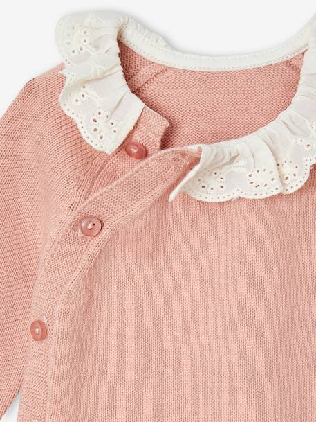Baby knitted jumper with English embroidery collar rose - vertbaudet enfant 