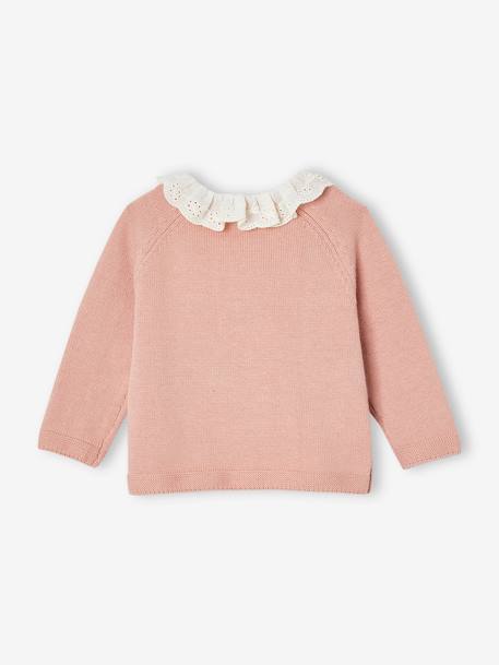 Baby knitted jumper with English embroidery collar rose - vertbaudet enfant 