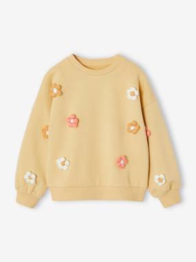 Fille-Pull, gilet, sweat-Sweat-Sweat fille fleurs 3D tricotées