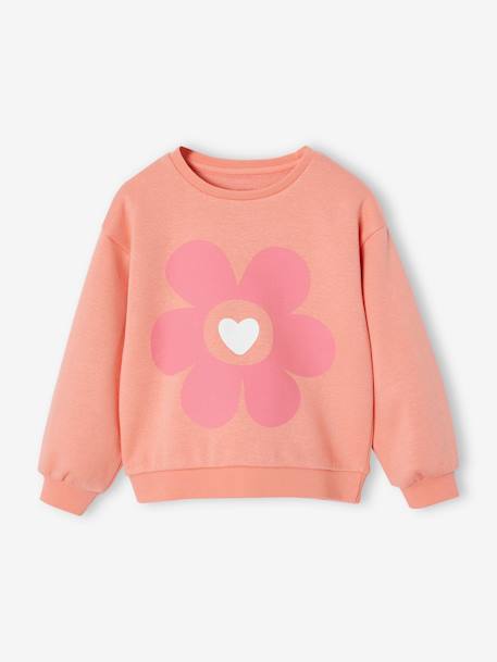 Sweat fille motif imprimé corail+pivoine+vanille+violet - vertbaudet enfant 