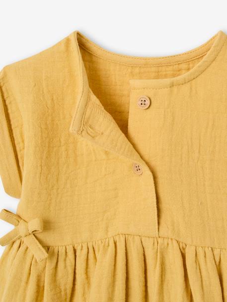 Robe bébé en gaze de coton ocre+vert - vertbaudet enfant 