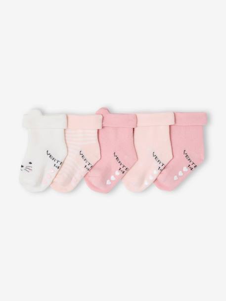 Pack of 5 Pairs of 'Cat' Socks for Babies pale pink - vertbaudet enfant 