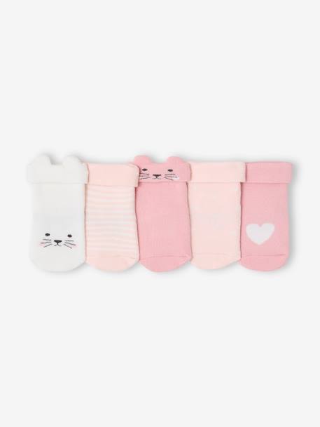 Pack of 5 Pairs of 'Cat' Socks for Babies pale pink - vertbaudet enfant 