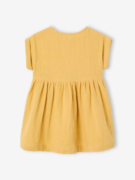 Robe bébé en gaze de coton ocre+vert - vertbaudet enfant 