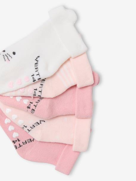 Pack of 5 Pairs of 'Cat' Socks for Babies pale pink - vertbaudet enfant 
