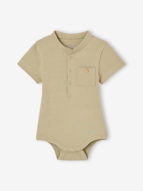Pack of 2 of newborn Mao collar bodysuits khaki - vertbaudet enfant 