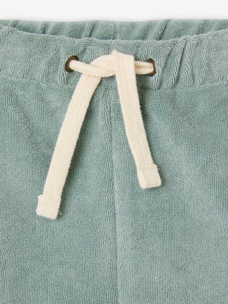 Ensemble bébé tee-shirt + short en éponge bleu grisé+rayé bleu+taupe - vertbaudet enfant 