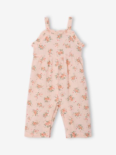 Wide Cotton Gauze Jumpsuit pale pink - vertbaudet enfant 