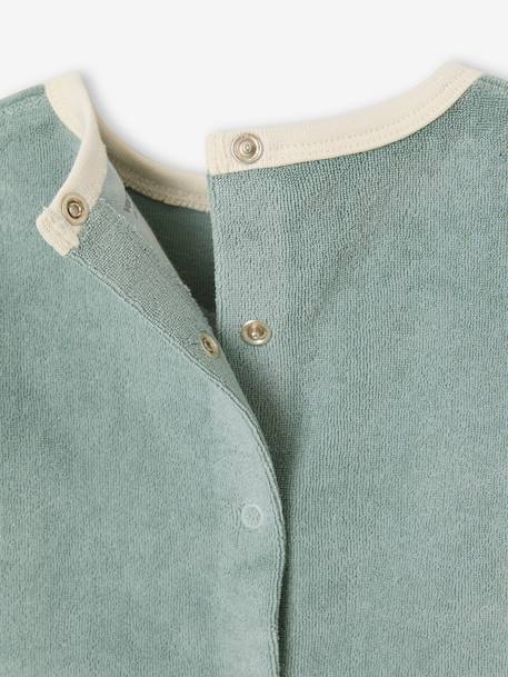 Ensemble bébé tee-shirt + short en éponge bleu grisé+rayé bleu+taupe - vertbaudet enfant 