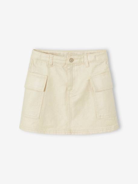 Slightly iridescent cargo skirt for girls silver - vertbaudet enfant 