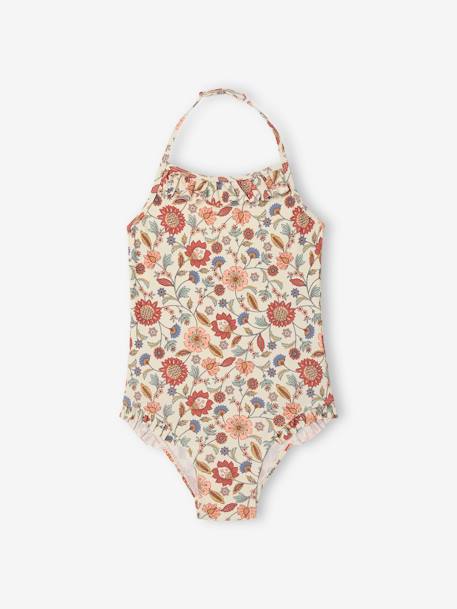 One-Piece Swimsuit, Ties at the Neck, for Girls ecru - vertbaudet enfant 
