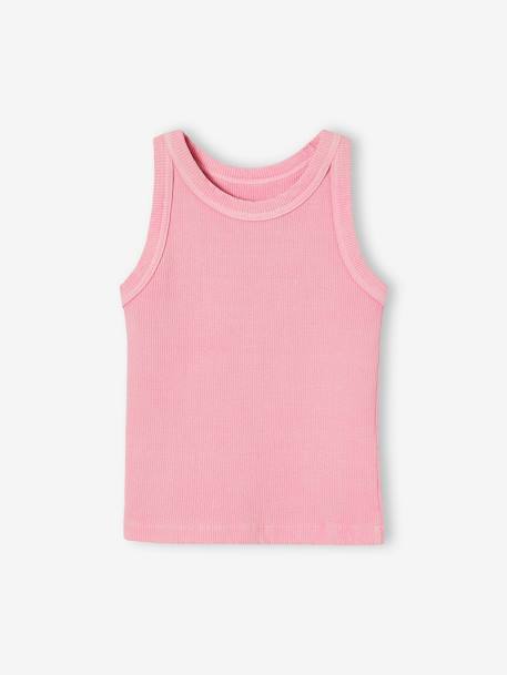 Débardeur fille en côtes beige+écru+rayé bleu+rose bonbon+vert sauge - vertbaudet enfant 