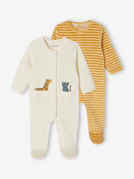 Lot de 2 pyjamas bébé garçon en velours jaune - vertbaudet enfant 