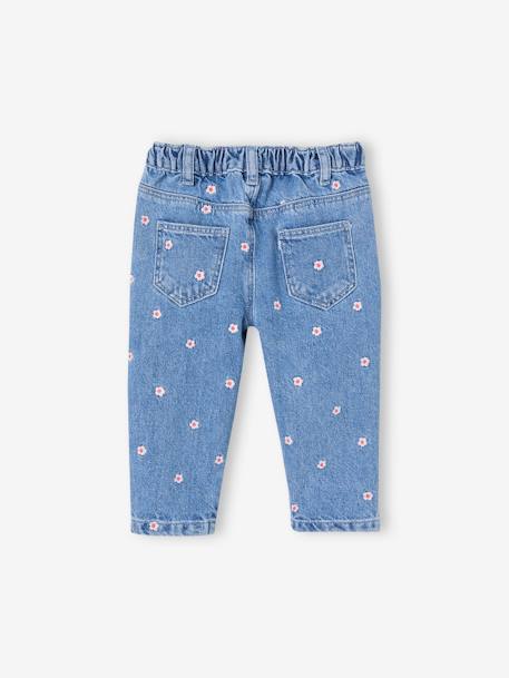 Embroidered Mom Jeans for Babies stone - vertbaudet enfant 