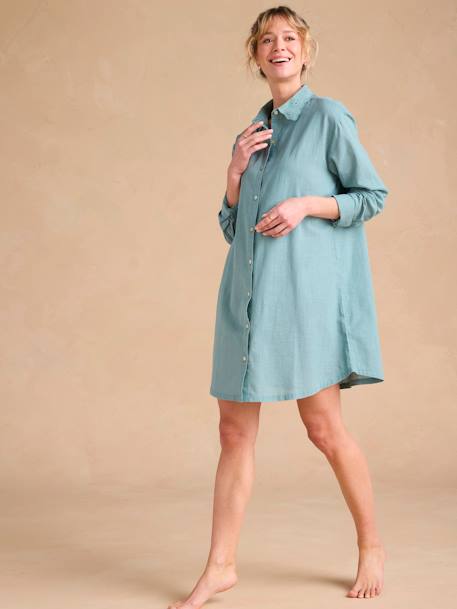 Nightshirt for Maternity & Nursing by ENVIE DE FRAISE emerald green+terracotta - vertbaudet enfant 