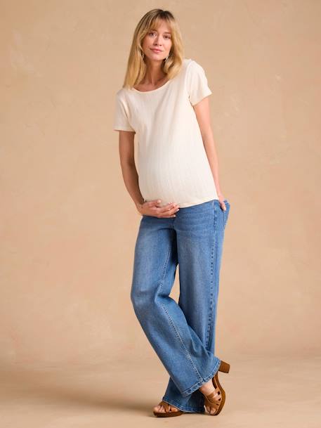 Pointelle Knit T-Shirt with Open Back, for Maternity, ENVIE DE FRAISE marl beige - vertbaudet enfant 