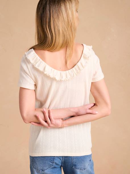 Pointelle Knit T-Shirt with Open Back, for Maternity, ENVIE DE FRAISE marl beige - vertbaudet enfant 