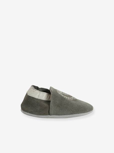 Chaussons élastiqués en cuir souple bébé lot marron+marron imprimé+vert imprimé - vertbaudet enfant 