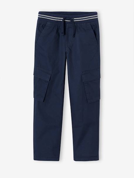 Pantalon droit cargo droit morphologique tour de hanches médium bleu nuit+sable - vertbaudet enfant 