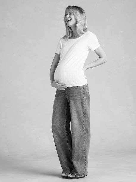 Pointelle Knit T-Shirt with Open Back, for Maternity, ENVIE DE FRAISE marl beige - vertbaudet enfant 