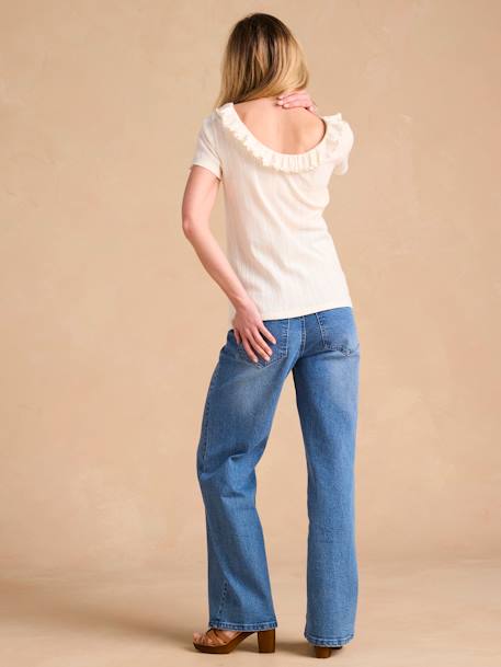 Pointelle Knit T-Shirt with Open Back, for Maternity, ENVIE DE FRAISE marl beige - vertbaudet enfant 