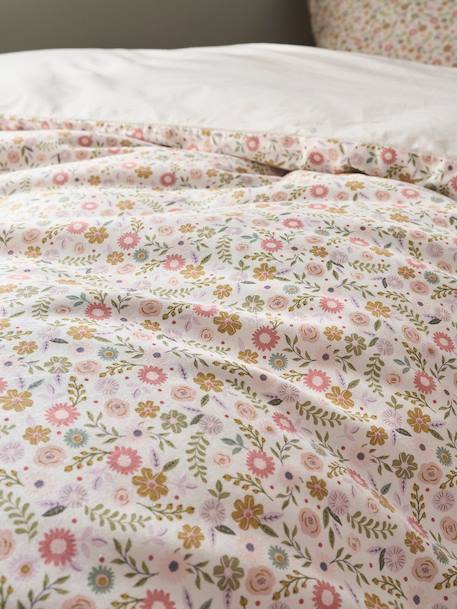 Duvet Cover + Pillowcase Set with Recycled Cotton for Children, Little Unicorn printed white - vertbaudet enfant 