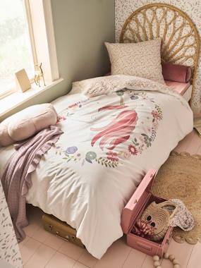 -Parure housse de couette enfant et taie d'oreiller PETITE LICORNE, avec coton recyclé