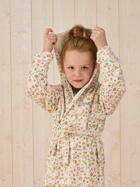 Bathrobe with Recycled Cotton for Children, Little Unicorn printed white - vertbaudet enfant 