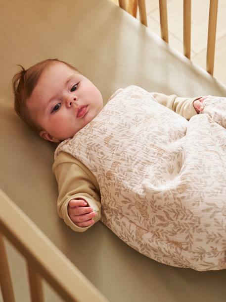 Sleeveless cotton gauze sleepbag, BABYLON printed beige - vertbaudet enfant 