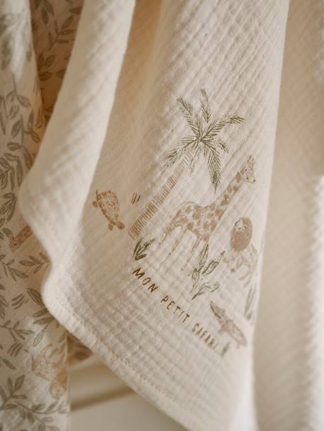 Pack of 3 cotton muslin squares BABYLON printed beige - vertbaudet enfant 
