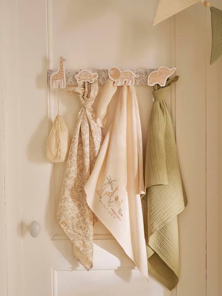 Pack of 3 cotton muslin squares BABYLON printed beige - vertbaudet enfant 