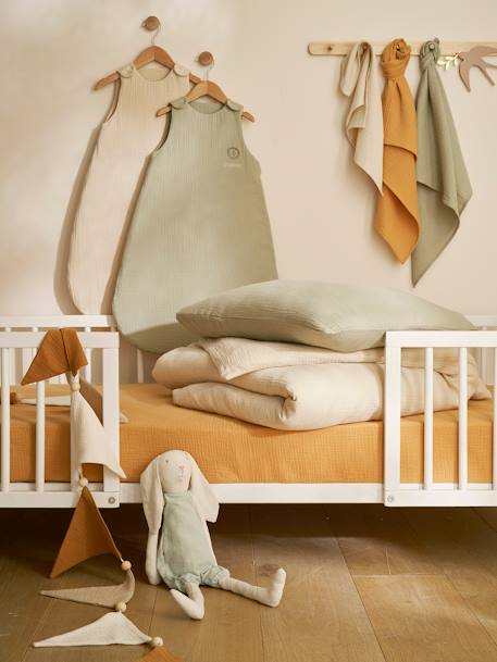 Summer Baby Sleeping Bag in Organic Cotton* Gauze, No Lining coral+grey blue+vanilla - vertbaudet enfant 