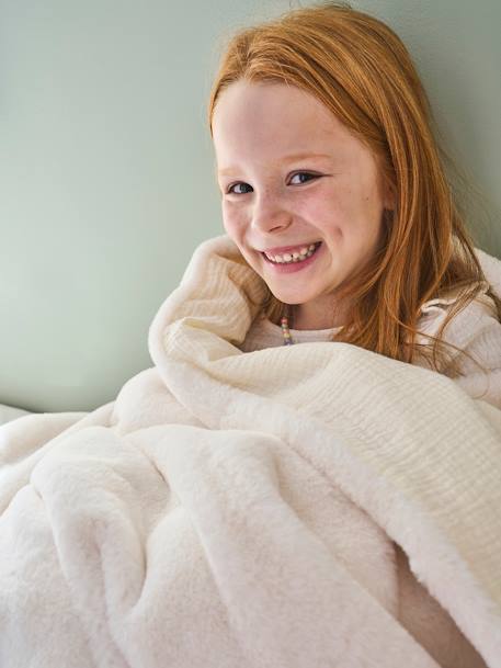 Plaid bi-matière beige - vertbaudet enfant 