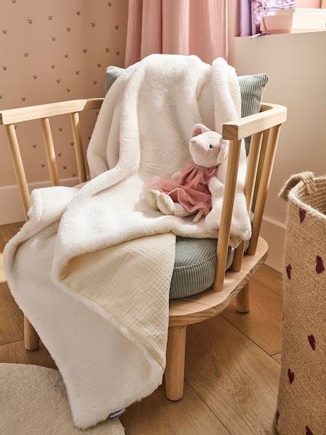 Plaid bi-matière beige - vertbaudet enfant 