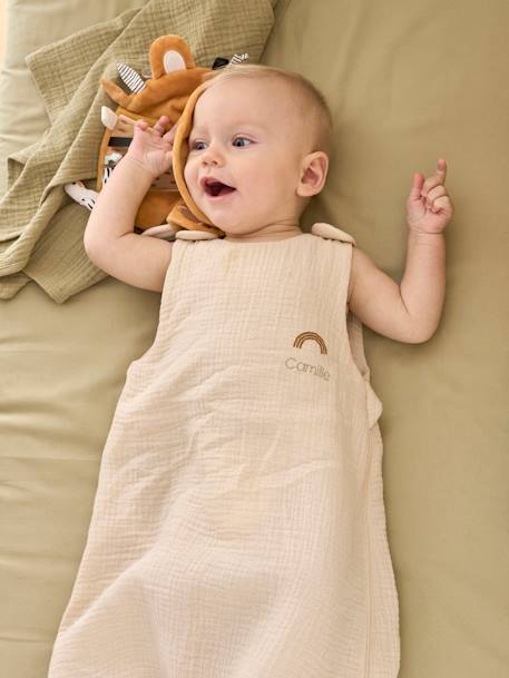 Summer Baby Sleeping Bag in Organic Cotton* Gauze, No Lining coral+grey blue+vanilla - vertbaudet enfant 